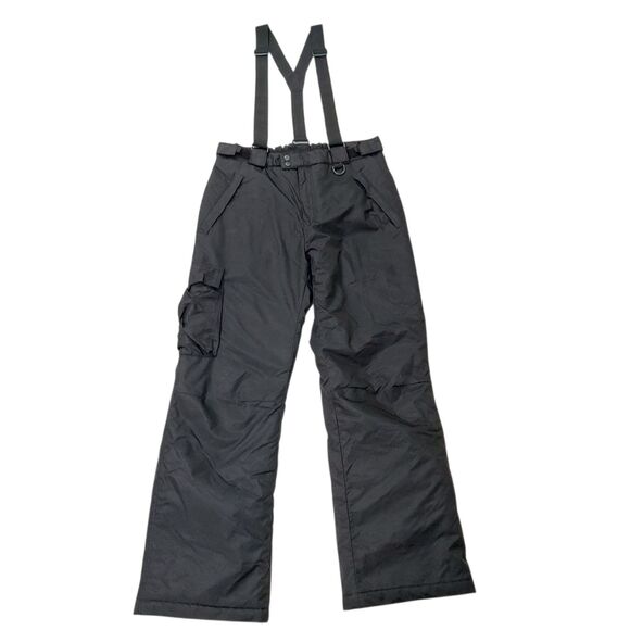 Sport Essentials Cargo Snow Pants Large Black Suspenders Insulated Nylon Winter - Picture 1 of 11